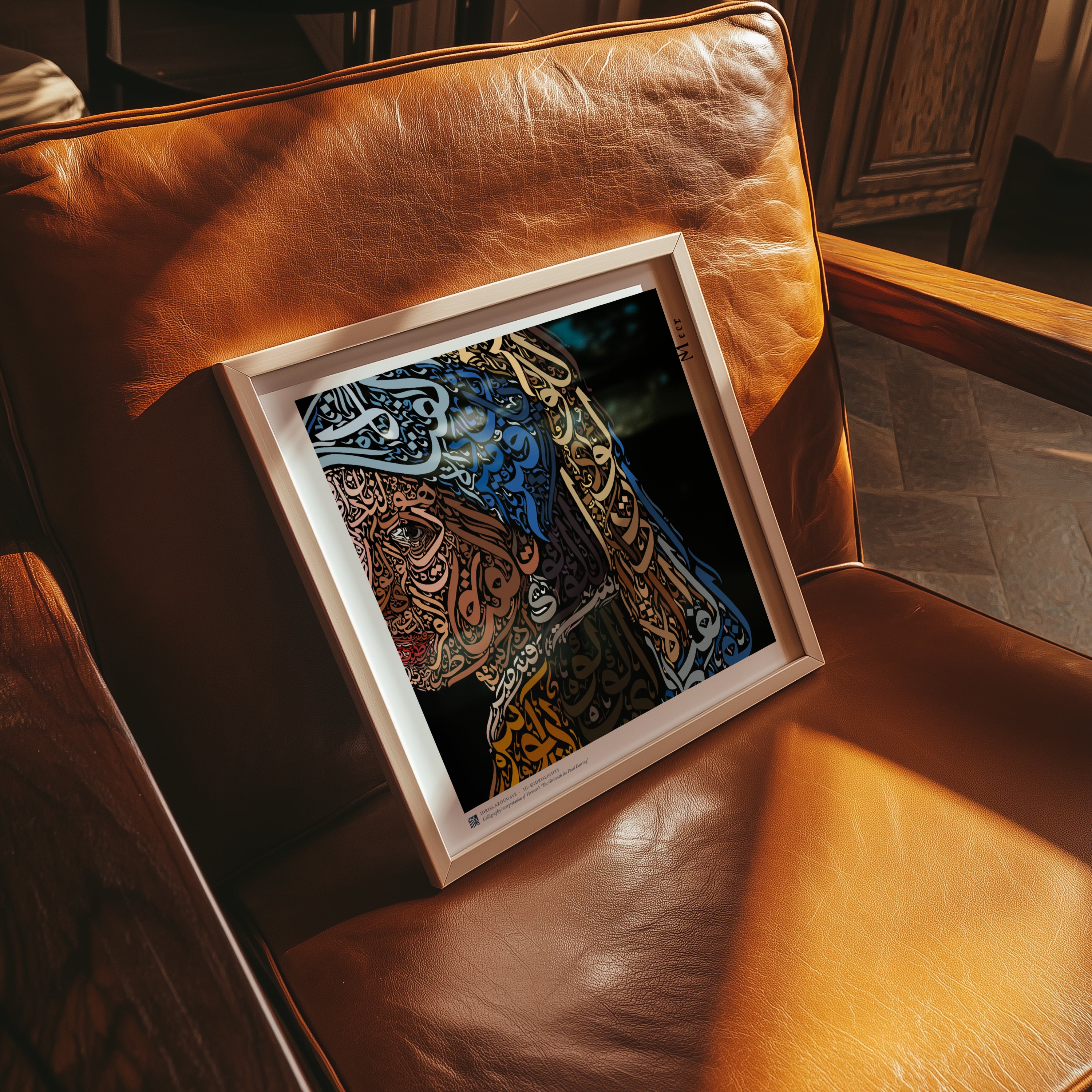 Vermeers "Girl with a Pearl Earring" Quadrat - Idrislights - Arabic Calligraphy