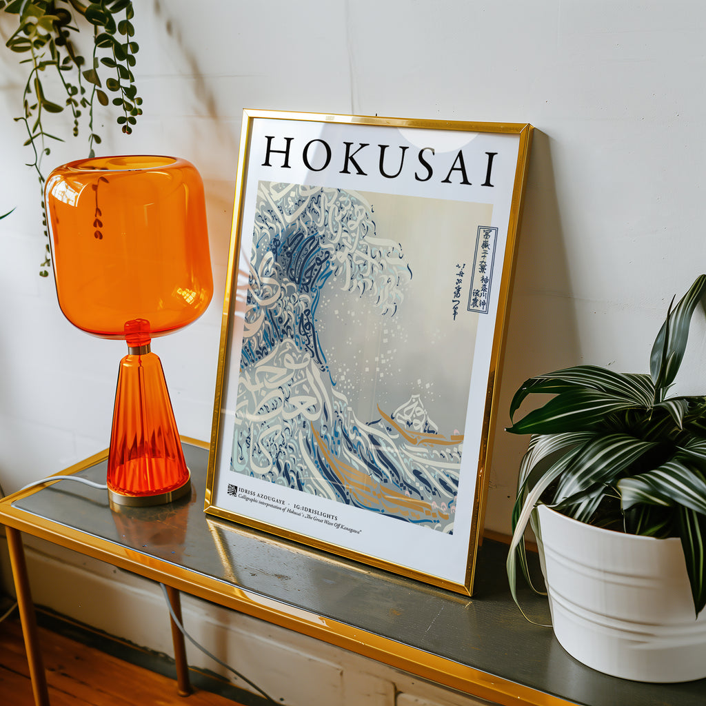Hokusai "Great Wave Off Kanagawa” Poster - Idrislights - Arabic Calligraphy