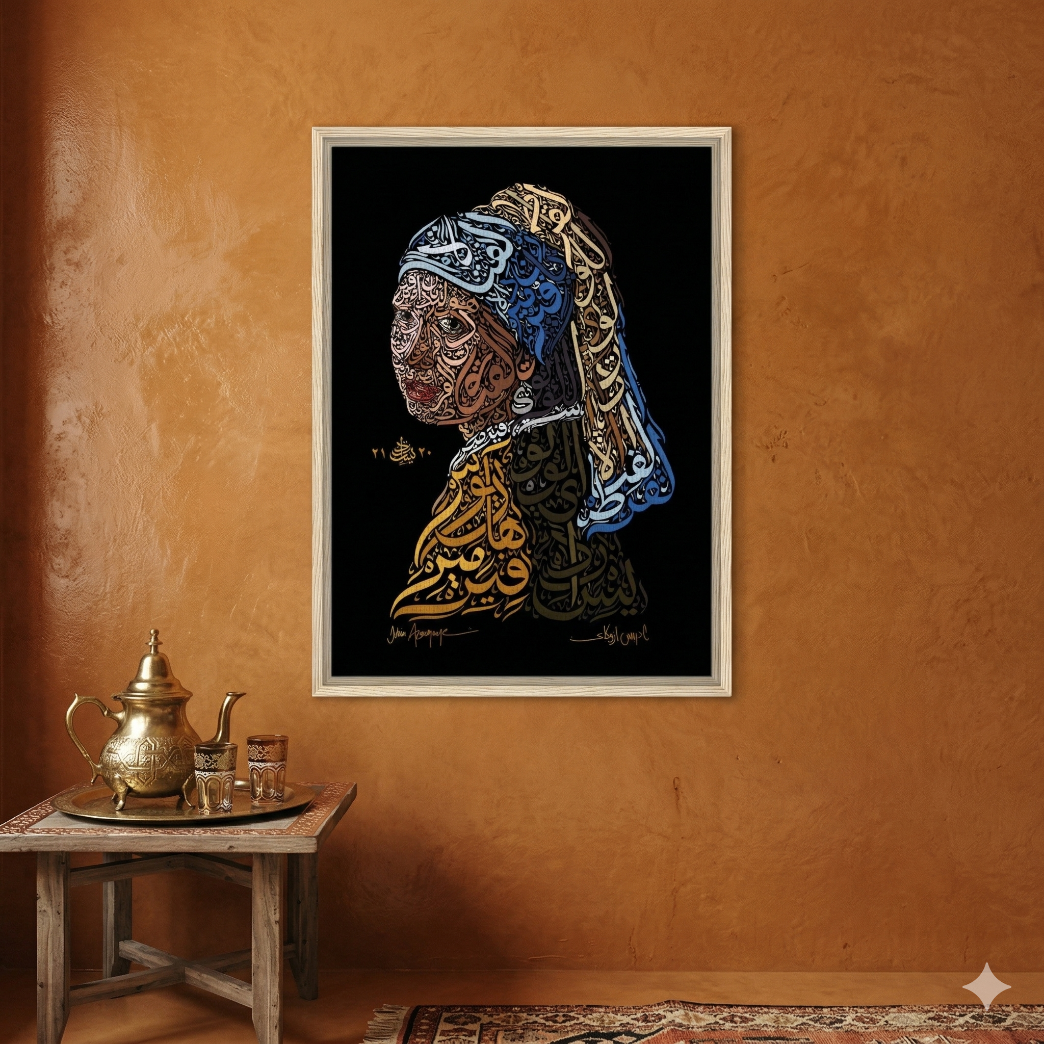 "Girl with a Pearl Earring" Framed Canvas - Idrislights - Arabic Calligraphy