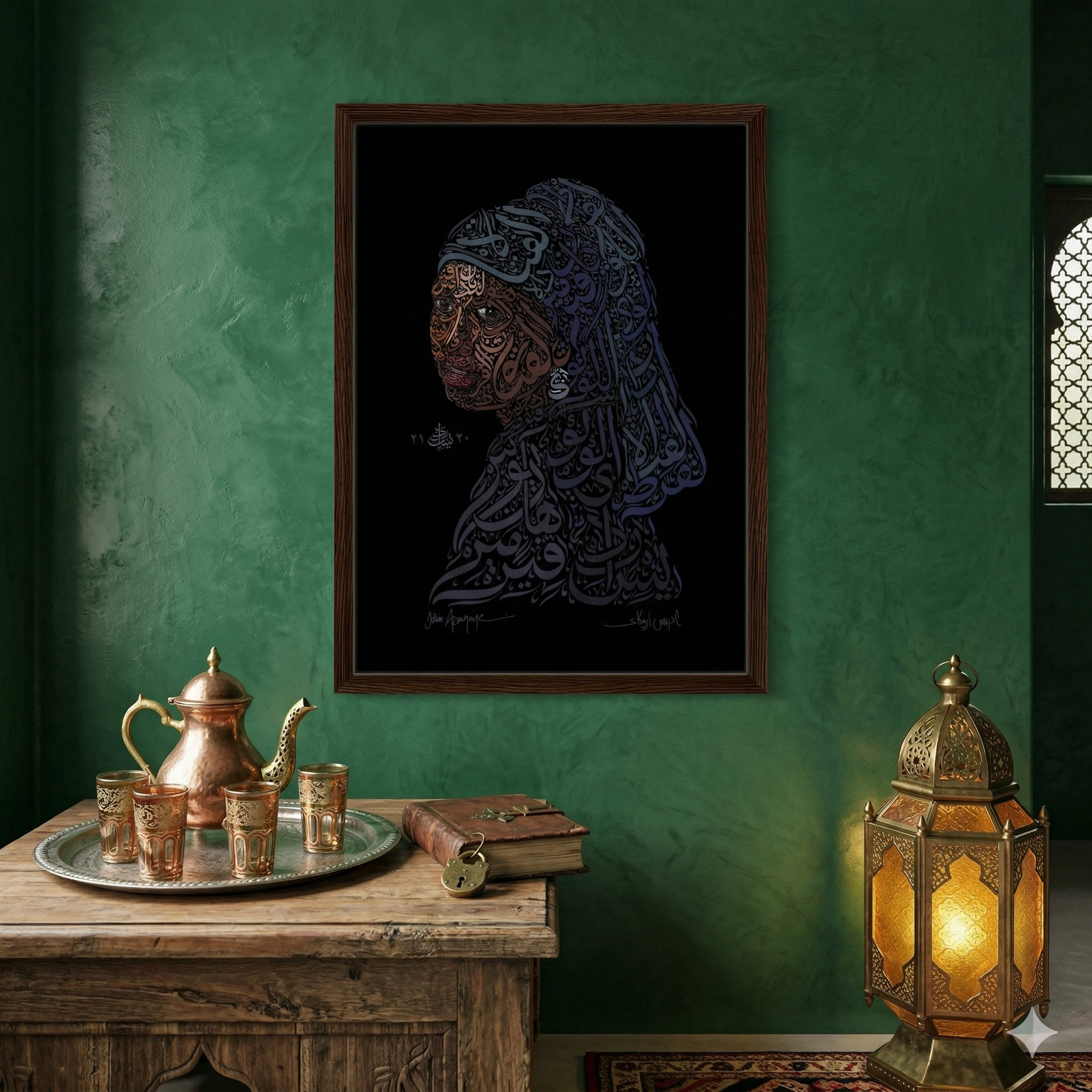 "Girl with a Pearl Earring" Framed Canvas - Idrislights - Arabic Calligraphy