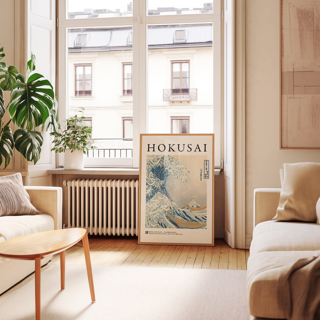 Hokusai "Great Wave Off Kanagawa” Poster - Idrislights - Arabic Calligraphy